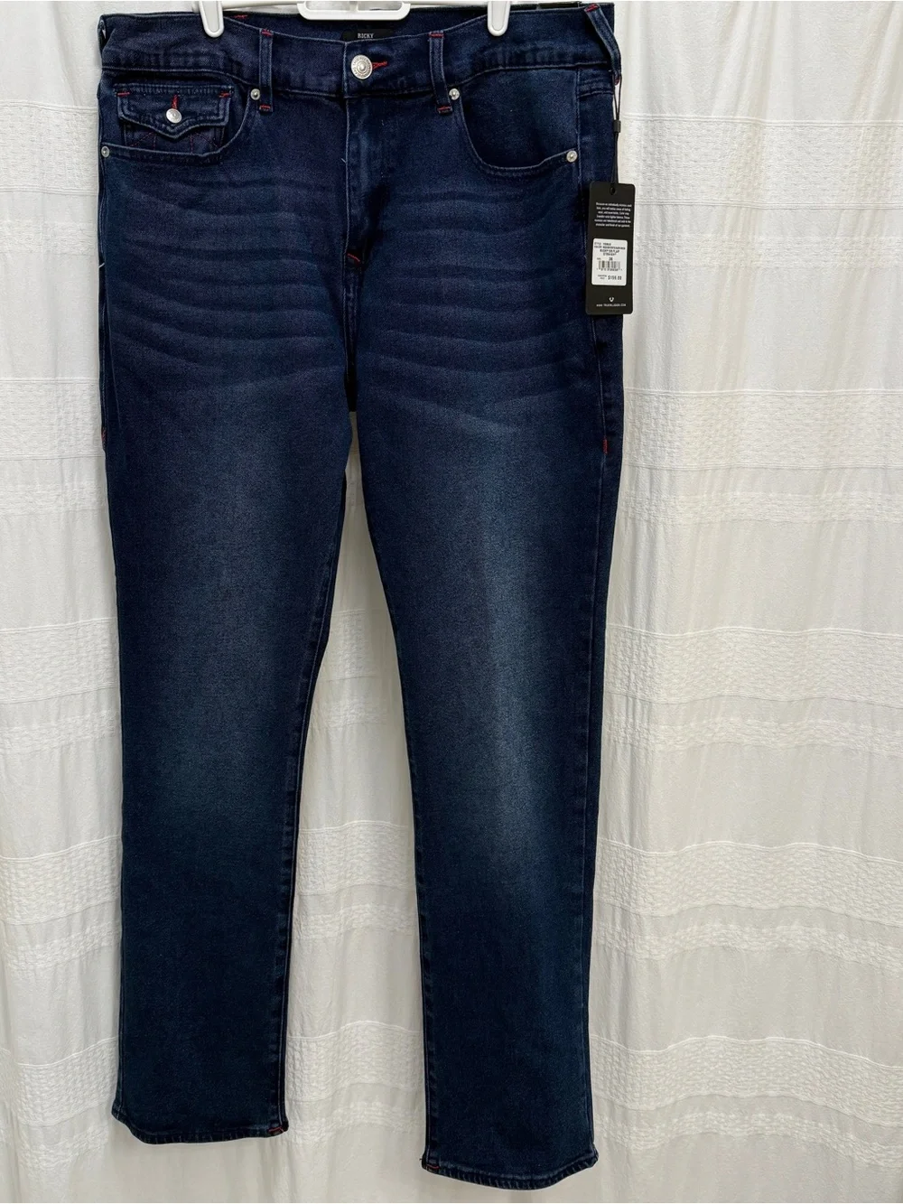 NWT True Religion Ricky SN Flap Straight Medium Rustic Barn Wash Mens 36x34 Jean